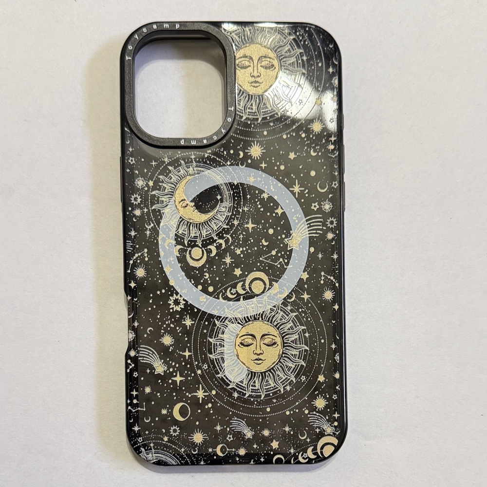 Black Sun and Moon iPhone 16 plus case